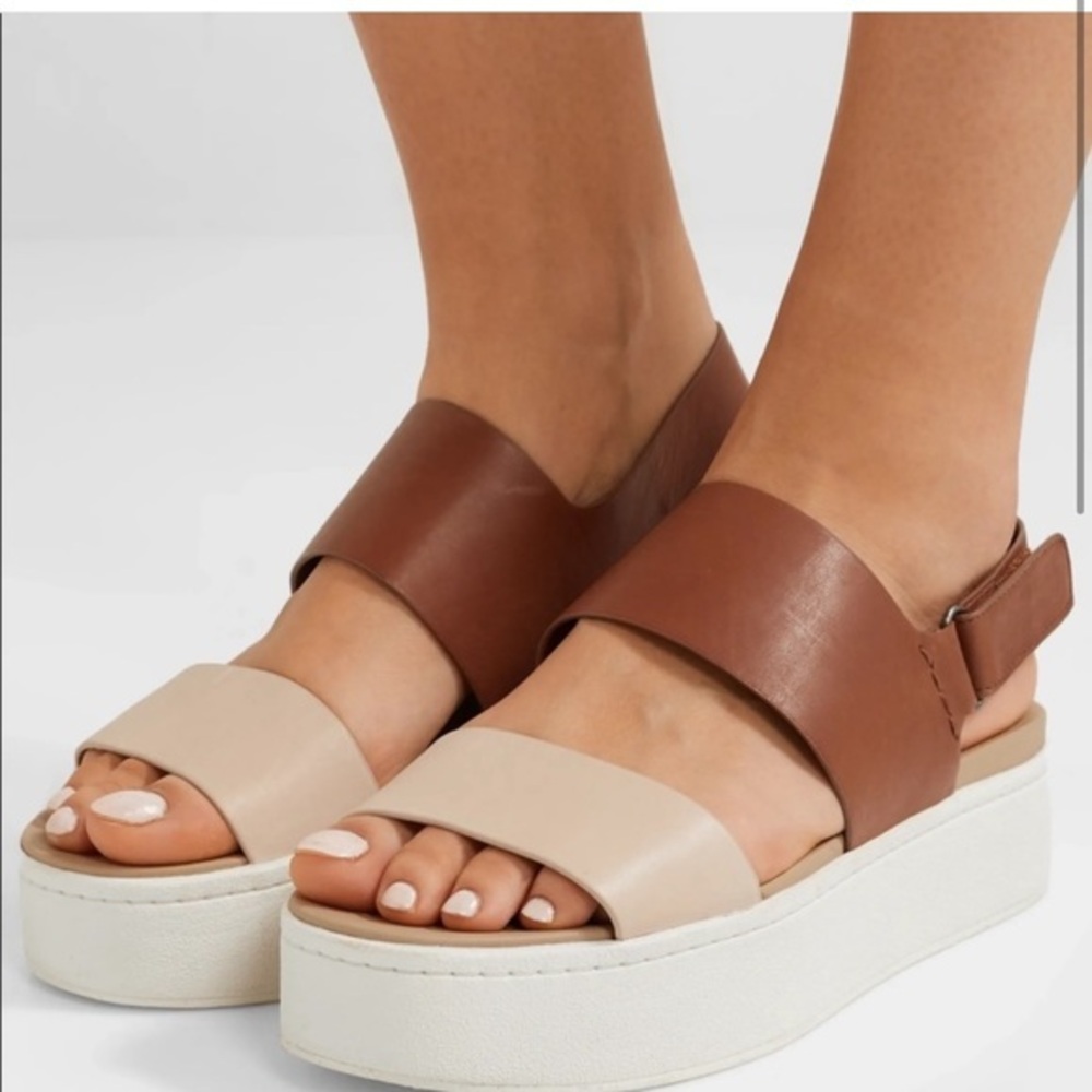 VINCE WOMEN’S WESTPORT PLATFORM COLOR BLOCK LEATHER  SANDAL SZ 6